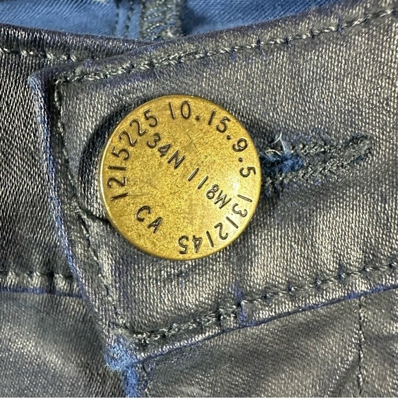 Current Elliot The Ankle Skinny Blue Coated Jeans Women's 25 Navy Wax Fitted - Picture 4 of 8